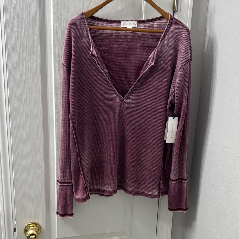 Treasure & Bond Red Grape Ribbed Top 🆕 NWT